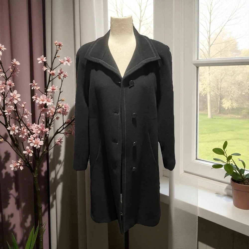 Steve by Searle Classic Black Cashmere Coat size 4-6 - Picture 7 of 14